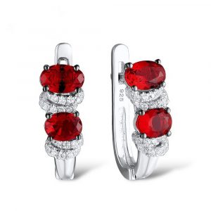 Ohrringe aus Silber 925 - Zirkonia Rot