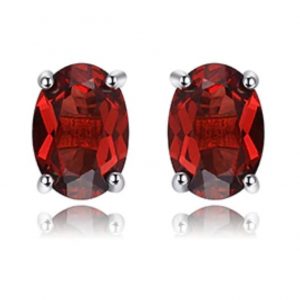 Ohrstecker - Granat - Silber