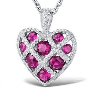 Anhänger Silber - Herz Rosa