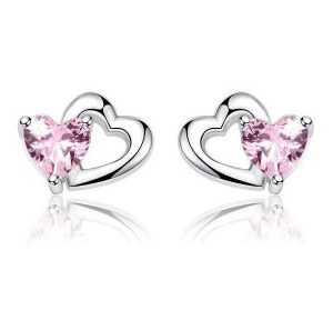 Kinder-Ohrstecker mit rosa Zirkonia