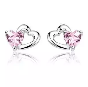 Kinder-Ohrstecker mit rosa Zirkonia