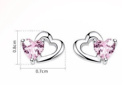 Kinder-Ohrstecker mit rosa Zirkonia 2 Kinder Ohrstecker - Herz