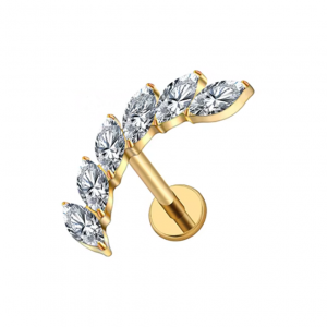 Piercing Labret mit gebogenem steinbesetztem Aufsatz