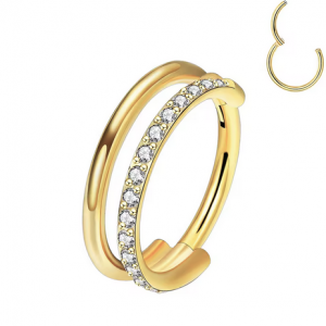 Piercing Doppelring mit Steinreihe